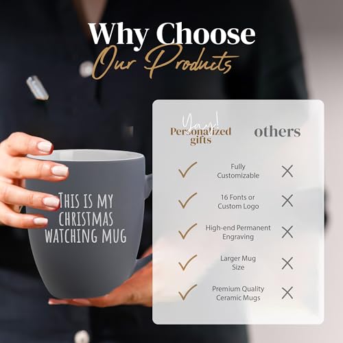 Personalized Coffee Mug Engraved with your Custom Text, Name or Logo-16oz (Matte Grey)