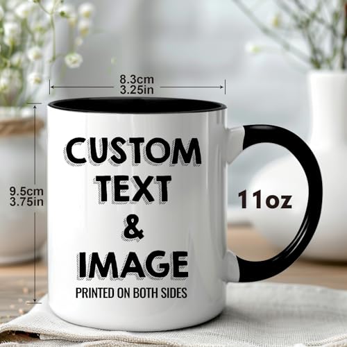 Custom Coffee Mug Personalized with Pictures Text on Both Sides, 11 oz Ceramic Photo Mug Wholesale Personalized Gifts for Women Men, Customized Photo Gifts for Birthday Anniversary