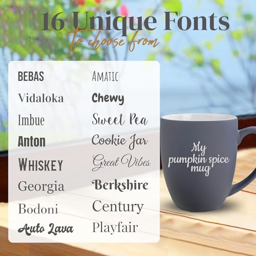 Personalized Coffee Mug Engraved with your Custom Text, Name or Logo-16oz (Matte Grey)