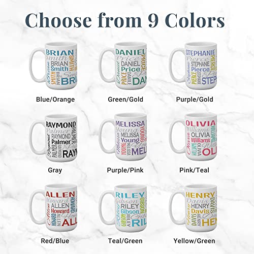 Let's Make Memories Personalized Your Name Signature Mug - Custom 15oz Coffee Mug - Stocking Stuffer - For Christmas - Pink/Teal