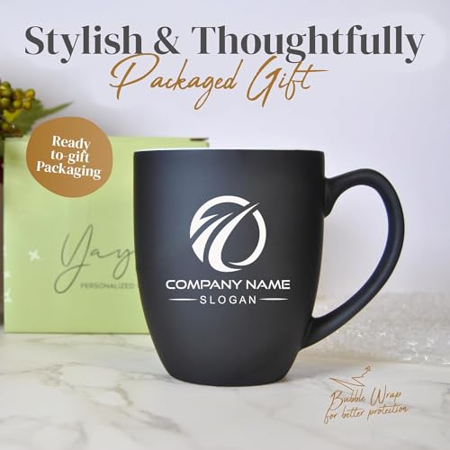 Personalized Coffee Mug Engraved with your Custom Text, Name or Logo-16oz (Matte Black)