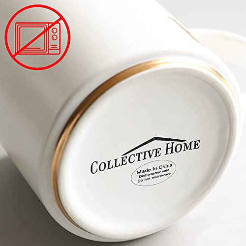 COLLECTIVE HOME - Monogram Ceramic Mugs, 15 oz Golden Initial Coffee Cups, Elegant Alphabet Tea Mugs, Elegant Personalized Mug with Gift Box, Luxurious Cups for Office and Home (a)