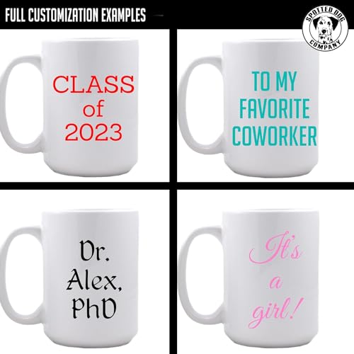 Personalized 15oz Ceramic Coffee Mug – (10 Colors) Photo Your Text Here, Customized Picture Name Words Cup, DYE Taza Cafe Personalizadas Fotos, Cute Custom Gifts Mom Women Men, Mother's Day (White)