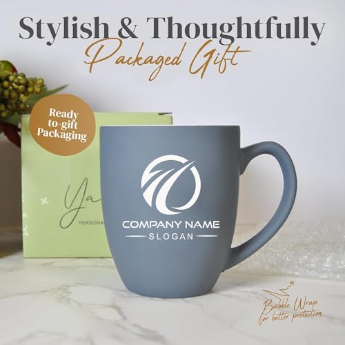 Personalized Coffee Mug Engraved with your Custom Text, Name or Logo-16oz (Matte Grey)