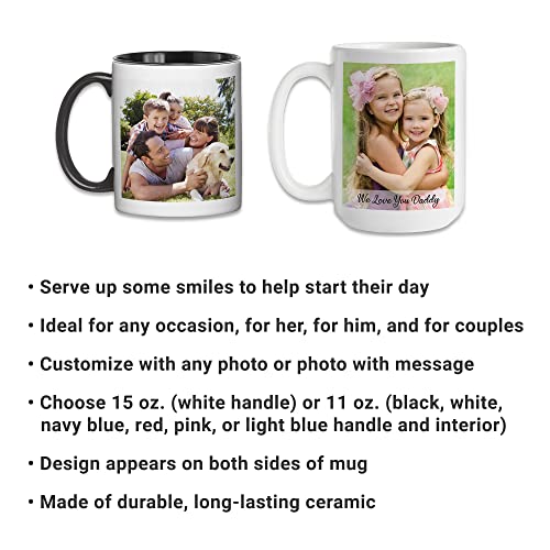 Let's Make Memories Personalized Photo Mug - Custom Coffee Mug - Your Photo - For Any Occasion - Birthday - For Him - For Her - For Friend - Couples -11oz- Black Handle