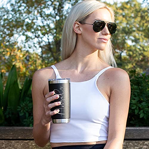 Personalized Tumbler with Engraved Name - 12 Designs, 20 Oz Coffee Tumbler with Slider Lid, Royal Blue, Double Wall Insulated - Custom Gift for Men, Women