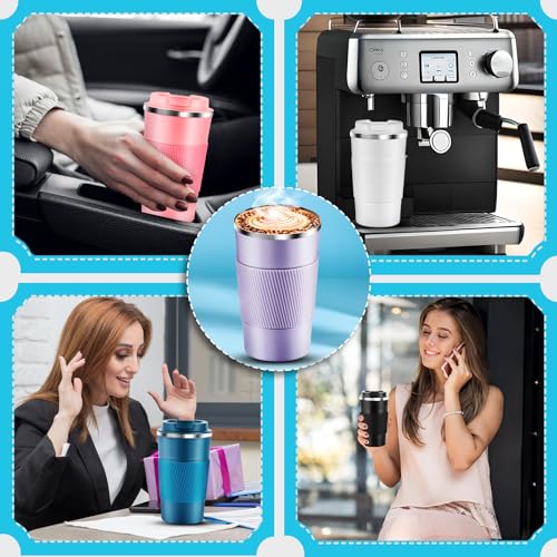 Travel Coffee Mug 16 oz, Insulated Coffee Cups with Lid, Thermos Stainless Steel Coffee Mugs Spill Proof, Double Wall Vacuum Tumbler, Reusable To Go Mug for Hot/Ice Coffee (navy blue)