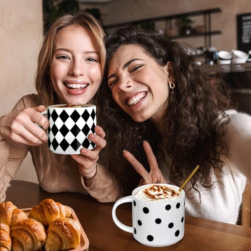 Autubin Ceramic Coffee Mugs Set of 4-15.4 oz Stacked Coffee Mugs with Stand, Large Latte Cups Ceramic for Cappuccino, Hot Cocoa, Juices, Dishwasher & Microwave Safe, Perfect Christmas Gifts！