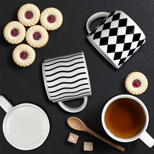 Autubin Ceramic Coffee Mugs Set of 4-15.4 oz Stacked Coffee Mugs with Stand, Large Latte Cups Ceramic for Cappuccino, Hot Cocoa, Juices, Dishwasher & Microwave Safe, Perfect Christmas Gifts！