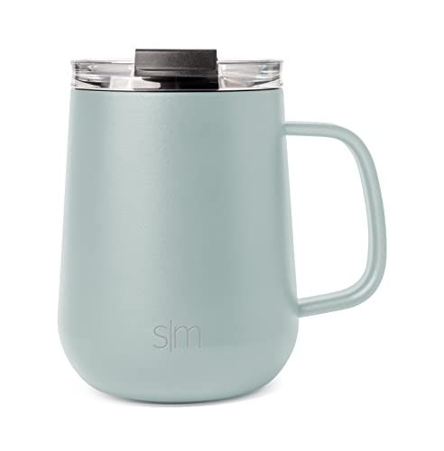 Simple Modern Travel Coffee Mug with Lid and Handle | Reusable Insulated Stainless Steel Coffee Tumbler Tea Cup | Gifts for Women Men Him Her | Voyager Collection | 12oz | Sea Glass Sage