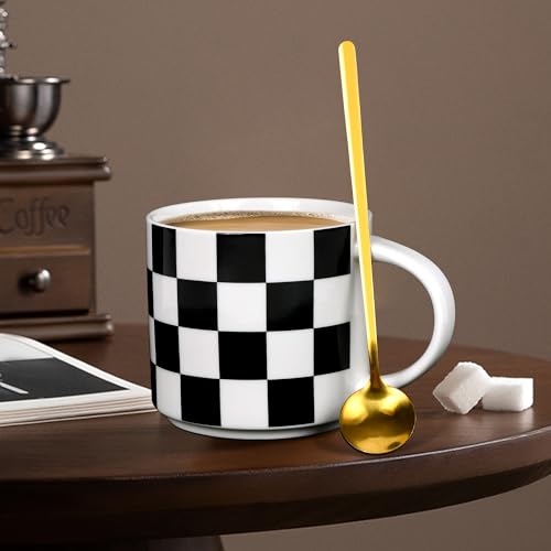 Autubin Ceramic Coffee Mugs Set of 4-15.4 oz Stacked Coffee Mugs with Stand, Large Latte Cups Ceramic for Cappuccino, Hot Cocoa, Juices, Dishwasher & Microwave Safe, Perfect Christmas Gifts！