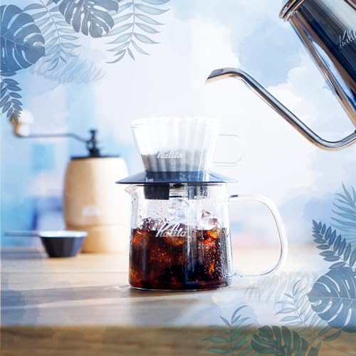 Kalita Wave Pour Over Coffee Dripper, Size 185​, Makes 16-26oz, Single Cup Maker, Heat-Resistant Glass, Patented & Portable,black