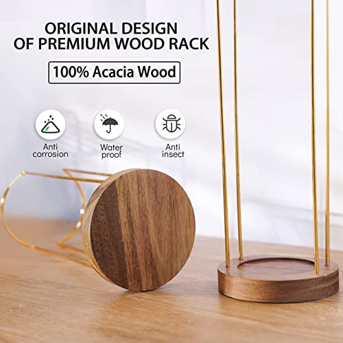 LURRIER Porcelain Large Stackable Coffee Mug Set with Rack and Wooden Base,Marble Pattern Hand-crafted Coffee Cup Set,10 Oz for Coffee,Tea,Cocoa,Milk,Set of 4 (Classic Black)