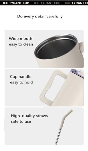 TLINNA 40oz Stainless Steel Vacuum Insulated Tumbler with Lid and Straw for Water, Iced Tea or Coffee, Smoothie and More (Gream White, 40 oz)