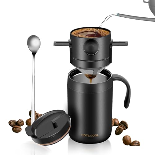 OARSE 16oz Camping Coffee Maker Pour Over Coffee Maker Set,Camp Pour Over Set,Portable Coffee Kit for Travel, Camping, Offices, Backpacking
