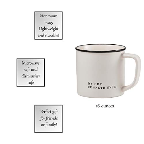 Santa Barbara Design Studio Black and White Coffee Cups Face-to-Face Designs Stoneware Mug, 16-Ounce, My Cups Runneth Over