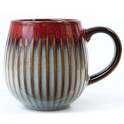 Tousight 16 OZ Large Ceramic Coffee Mug, Novelty Tea Cup for Office and Home, Dishwasher and Microwave Safe, Gift for Family Friends and Couple, Brownish Red