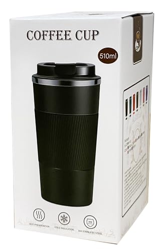 YINJAM 17oz Travel Coffee Mug Insulated Coffee Cups to Go with Leakproof Lid Vacuum Stainless Steel Double Walled Thermal Car Coffee Tumbler for Hot Cold Ice Tea Drinks Reusable (Black, 17oz)