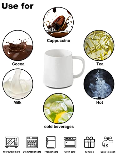 T-WARE 16 Oz Coffee Mug, White Speckled Ceramic Mug, Coffee Cup Ceramic