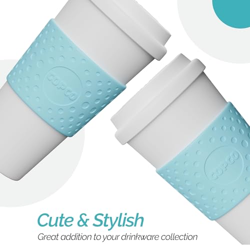 Copco Plastic Acadia Double Wall Insulated Travel Mug with Non-Slip Sleeve, 16 ounce, Azure Blue