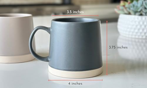 HONED Ceramic Large Coffee Mug Set of 2, 16 oz Coffee Cups, Handcrafted Modern Unique Stoneware Mugs, Perfect for Coffee, Tea & Hot Chocolate, Dishwasher and Microwave Safe (Slate & Warm Gray)