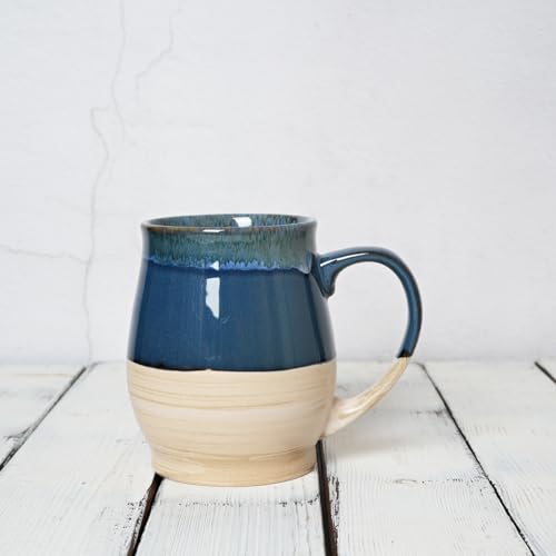 Bosmarlin Extra Large Ceramic Coffee Mug, 25 Oz, Dishwasher and Microwave Safe, Big Oversized Tea Cup, Reactive Glaze (Deep Blue)