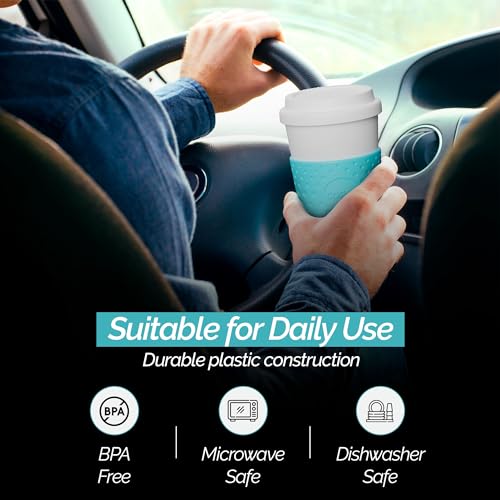Copco Plastic Acadia Double Wall Insulated Travel Mug with Non-Slip Sleeve, 16 ounce, Azure Blue