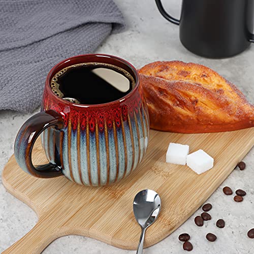 Tousight 16 OZ Large Ceramic Coffee Mug, Novelty Tea Cup for Office and Home, Dishwasher and Microwave Safe, Gift for Family Friends and Couple, Brownish Red