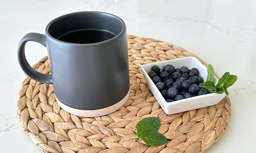 HONED Ceramic Large Coffee Mug Set of 2, 16 oz Coffee Cups, Handcrafted Modern Unique Stoneware Mugs, Perfect for Coffee, Tea & Hot Chocolate, Dishwasher and Microwave Safe (Slate & Warm Gray)