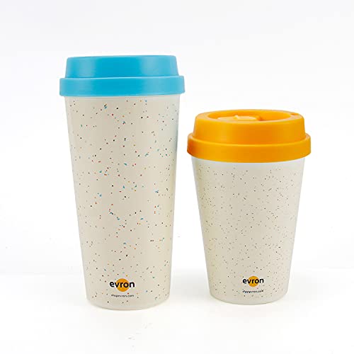 evron Spill Proof Travel Mug with Anti-Leak Locking Lid, Insulated Double-Wall Coffee Mugs for Hot and Cold Drinks (16oz and 10oz 2 Pack)