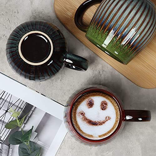 Tousight 16 OZ Large Ceramic Coffee Mug, Novelty Tea Cup for Office and Home, Dishwasher and Microwave Safe, Gift for Family Friends and Couple, Brownish Red