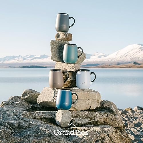 GRANDTIES Insulated Coffee Mug with Handle - Sliding Lid for Splash-Proof 16 oz Wine Glass Shape Thermos Tumbler with Double Walled Vacuum Stainless Steel to Keeps Beverages Hot or Cold - Cobalt Blue