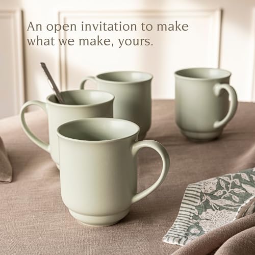 over&back Rim Stoneware Coffee Mugs - 4-Piece Mug Set - Enjoy the Perfect Cup of Coffee, Tea, Latte, and More - Semi-Matte Sage - 16oz
