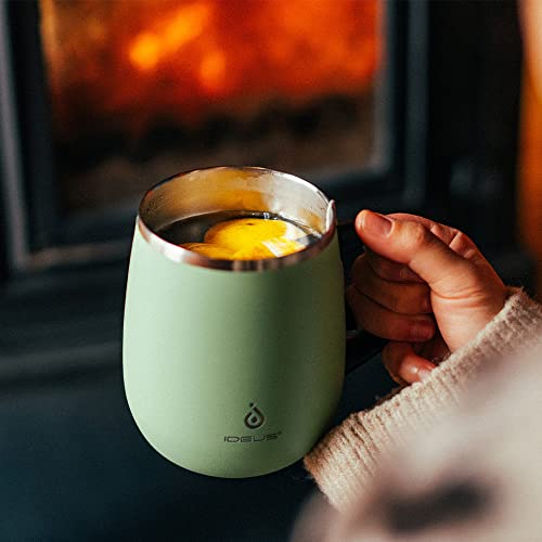 Ideus 16 oz Insulated Coffee Mug with Handle and Lid, Double Wall Stainless Steel Vacuum Insulated Tumbler Cup, Travel Coffee Cup Thermal Cup for Home and Office, Mars Celadon