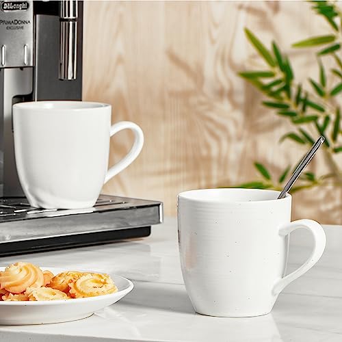 ONEMORE Coffee Mugs Set of 6, 16 oz Ceramic Mug with Handle for Tea Cocoa Milk Juice Latte Cappuccino, Large Speckled Coffee Cups for Men Women Home or Office Use Dishwasher & Microwave Safe, White