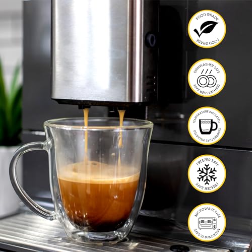 AYL Double Wall Glass Coffee Mugs - 16 oz Insulated Clear Coffee Mugs Set of 2, Perfect for Espresso, Cappuccino, Latte, Tea - Elegant Glass Coffee Cups Set