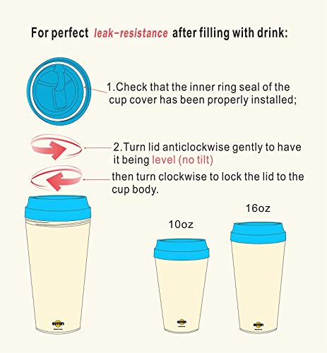 evron Spill Proof Travel Mug with Anti-Leak Locking Lid, Insulated Double-Wall Coffee Mugs for Hot and Cold Drinks (16oz and 10oz 2 Pack)