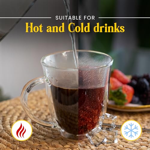 AYL Double Wall Glass Coffee Mugs - 16 oz Insulated Clear Coffee Mugs Set of 2, Perfect for Espresso, Cappuccino, Latte, Tea - Elegant Glass Coffee Cups Set