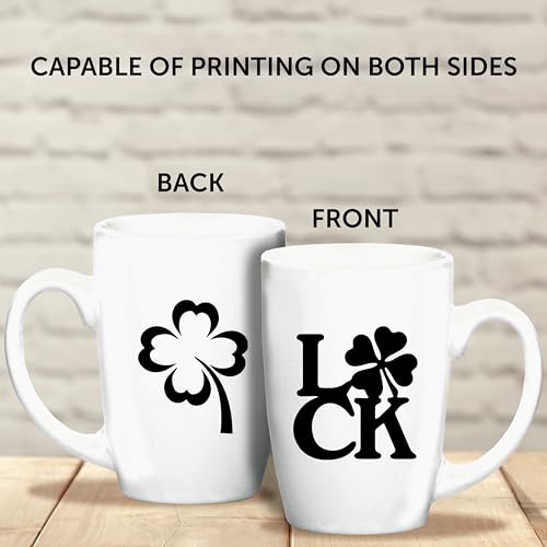 DISCOUNT PROMOS 10 Large Mocha Glossy Ceramic Coffee Mugs Set, 16 oz. - Customizable Text, Logo - Stoneware, Smooth, Durable, C-handle - White