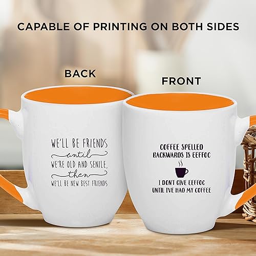 Custom Bistro Style Large Coffee Mugs 16 oz. Set of 10, Personalized Bulk Pack - Perfect for Coffee, Tea, Espresso, Hot Cocoa, Other Beverages - Orange