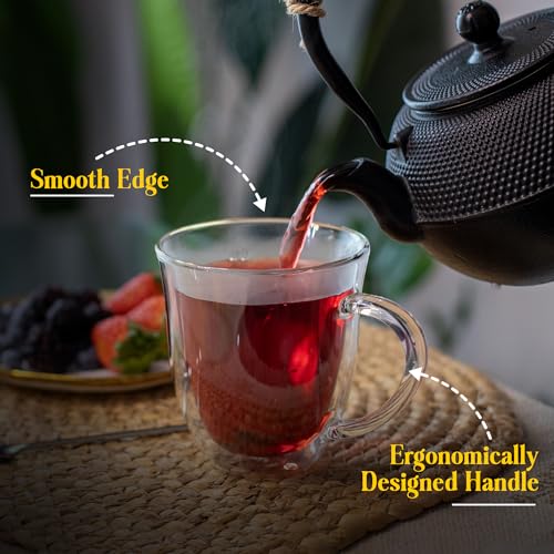 AYL Double Wall Glass Coffee Mugs - 16 oz Insulated Clear Coffee Mugs Set of 2, Perfect for Espresso, Cappuccino, Latte, Tea - Elegant Glass Coffee Cups Set