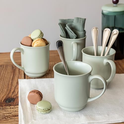 over&back Rim Stoneware Coffee Mugs - 4-Piece Mug Set - Enjoy the Perfect Cup of Coffee, Tea, Latte, and More - Semi-Matte Sage - 16oz