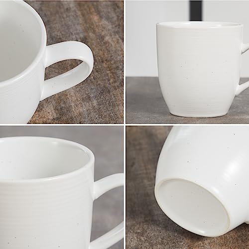 ONEMORE Coffee Mugs Set of 6, 16 oz Ceramic Mug with Handle for Tea Cocoa Milk Juice Latte Cappuccino, Large Speckled Coffee Cups for Men Women Home or Office Use Dishwasher & Microwave Safe, White