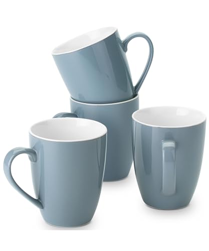BTaT- Coffee Mugs, Set of 4, 16oz, Fine Bone China Porcelain, Gray Coffee Mugs for Coffee Mug Set, Large Coffee Mugs 16 OZ, Coffee Cups Set, Ceramic Coffee Mug sets, Coffee Cup Set, Gray Mugs