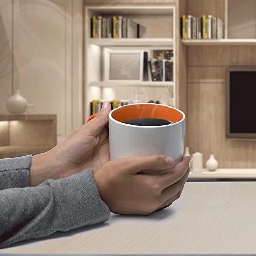 Custom Bistro Style Large Coffee Mugs 16 oz. Set of 10, Personalized Bulk Pack - Perfect for Coffee, Tea, Espresso, Hot Cocoa, Other Beverages - Orange