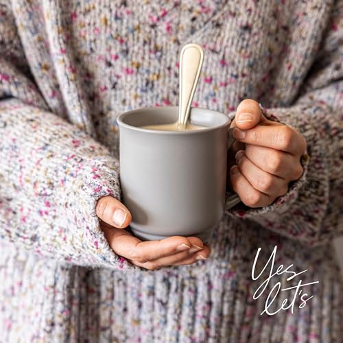 over&back Rim Stoneware Coffee Mugs - 4-Piece Mug Set - Enjoy the Perfect Cup of Coffee, Tea, Latte, and More - Semi-Matte Charcoal - 16oz