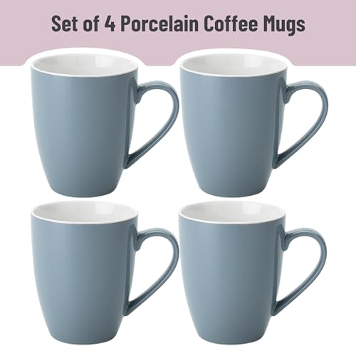 BTaT- Coffee Mugs, Set of 4, 16oz, Fine Bone China Porcelain, Gray Coffee Mugs for Coffee Mug Set, Large Coffee Mugs 16 OZ, Coffee Cups Set, Ceramic Coffee Mug sets, Coffee Cup Set, Gray Mugs
