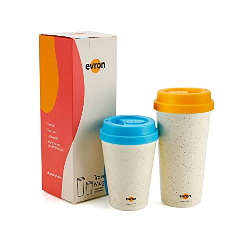 evron Spill Proof Travel Mug with Anti-Leak Locking Lid, Insulated Double-Wall Coffee Mugs for Hot and Cold Drinks (16oz and 10oz 2 Pack)