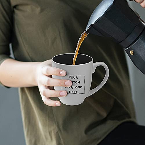 Custom Pop Out Bistro Two Tone Coffee Mugs 16 oz. Set of 10, Personalized Bulk Pack - Perfect for Coffee, Hot Cocoa and other Beverages - Black