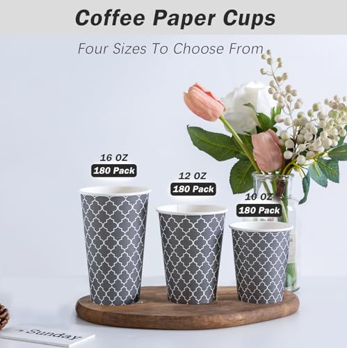 Lamosi Coffee Cups 10OZ 180 Pack, Disposable Coffee Cups, 10 oz Hot Cups,10 oz Paper Coffee Insulated Cups for Cold Hot Drinks (No Lids)